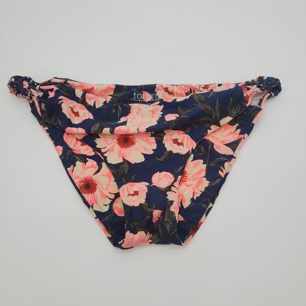 Tori Praver seafoam swimwear indego blue floral bikini bottom women's xl